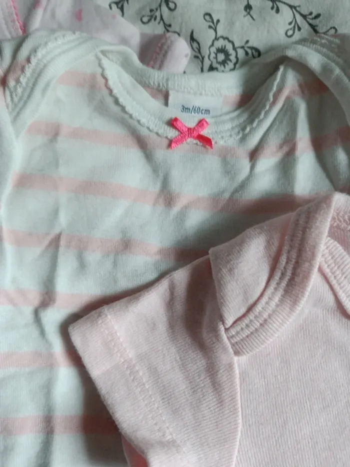 Lot de 3 bodies Petit Bateau La redoute 60cm roses - photo numéro 4