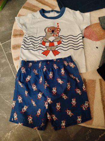 Ensemble bébé garçon été short maillot 12 mois neuf