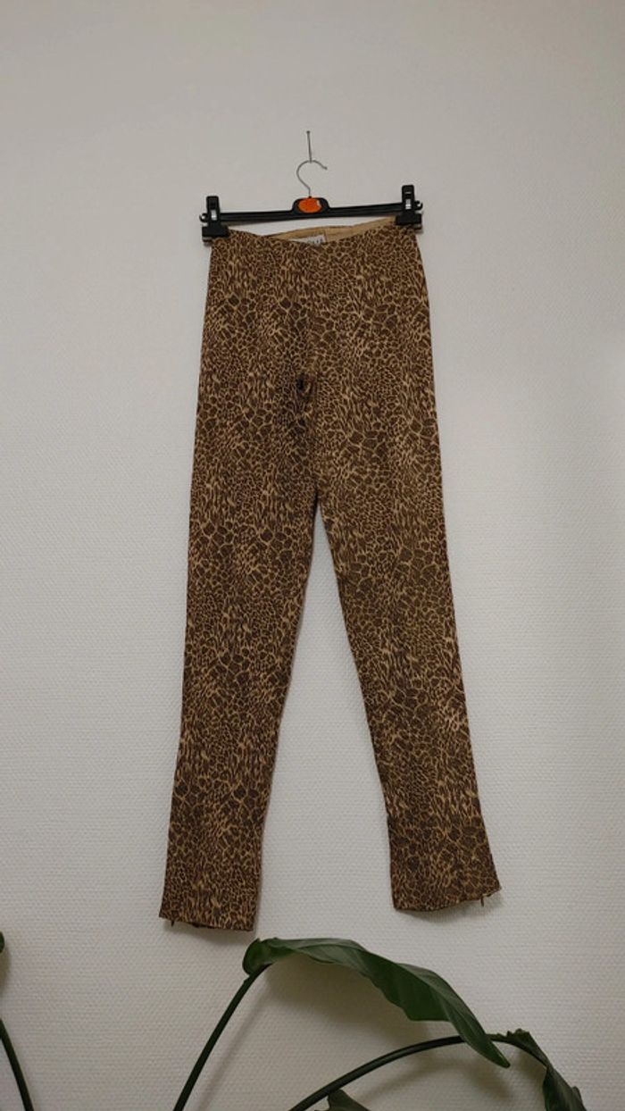 Très belle ensemble veste matelassé chaude imprimer doré style animal léopard en soie laine viscose - photo numéro 2