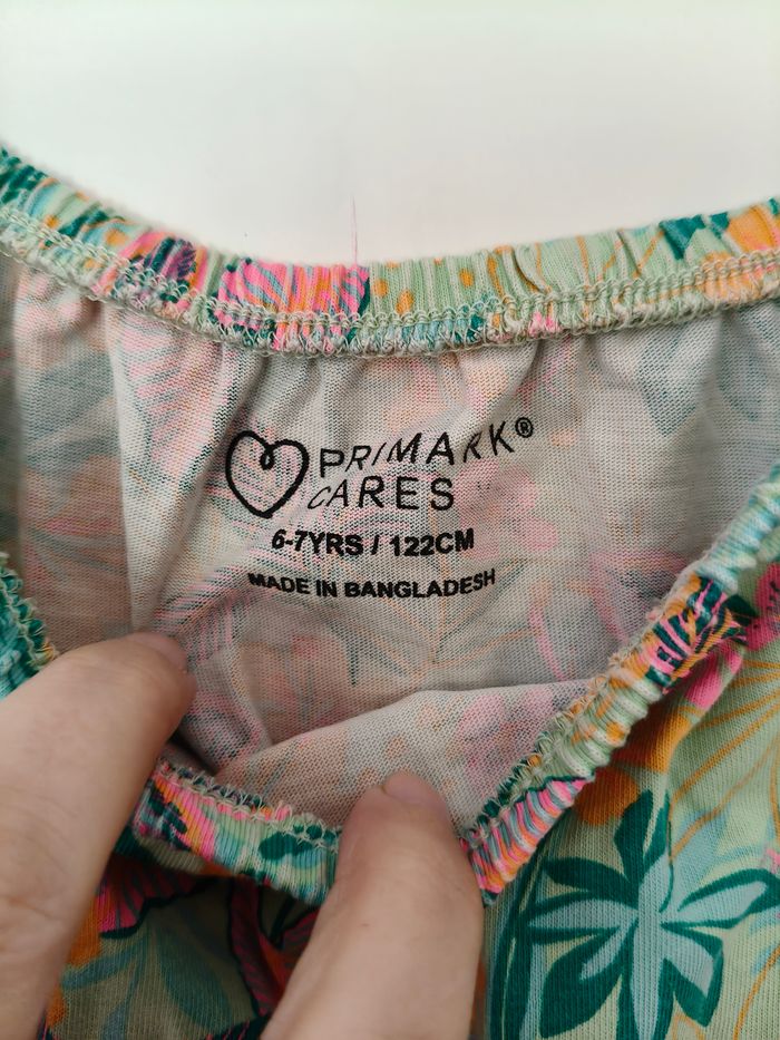 Combi short été fille Primark vert jaune rose 122 cm - photo numéro 6