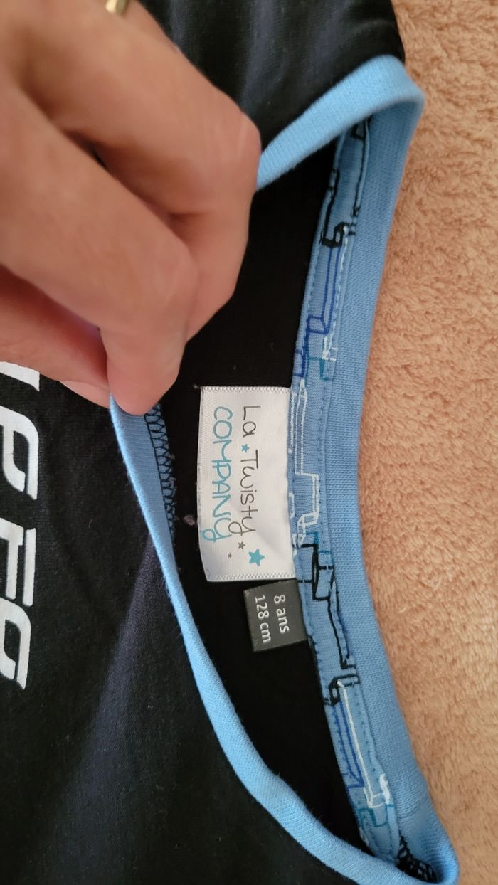 Pyjama à manches longues noir et bleu 8 ans - photo numéro 4