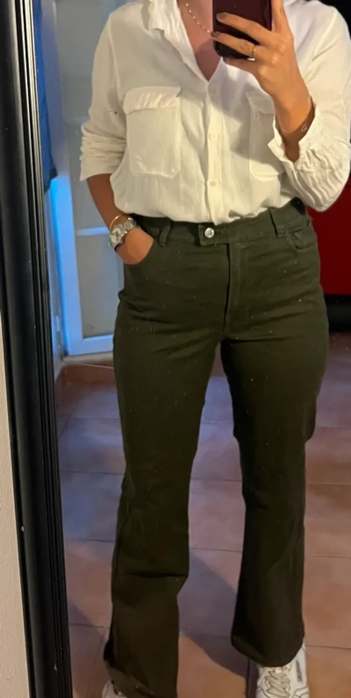 Pantalon droit - comme neuf - mango - 36 - 98% coton