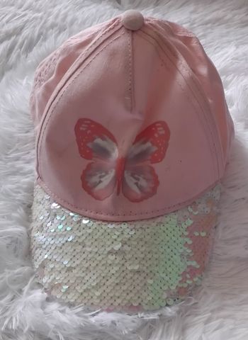 Casquette fille rose ,papillon et brillant