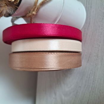 Lot de 3 rouleaux de ruban satin multicolores (framboise,crème et terre or) - DIY - Cadeaux