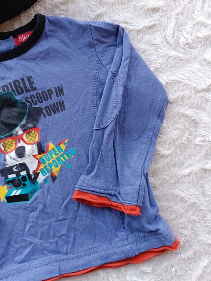 Tee shirt chemise manches longues Garçon 18 mois chien super reporter Tissaia 100% coton - photo numéro 4