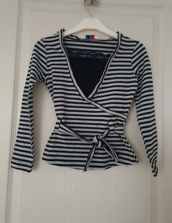 Haut a manche longue noir et gris fille 8 ans Teen's moving