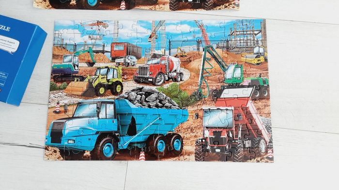 Puzzle 100 pièces Hua Dada véhicules de construction chantier 381 x 254 mm Neuf - photo numéro 2