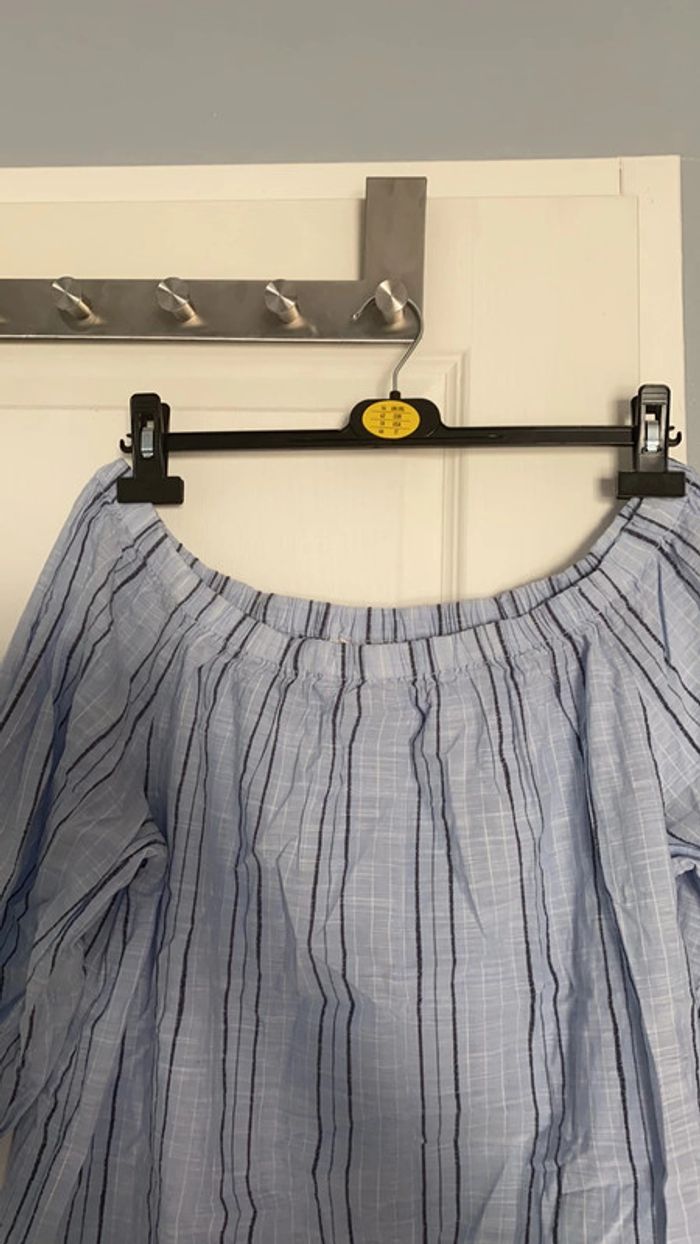 Blouse col large H&M bleu ciel - photo numéro 3