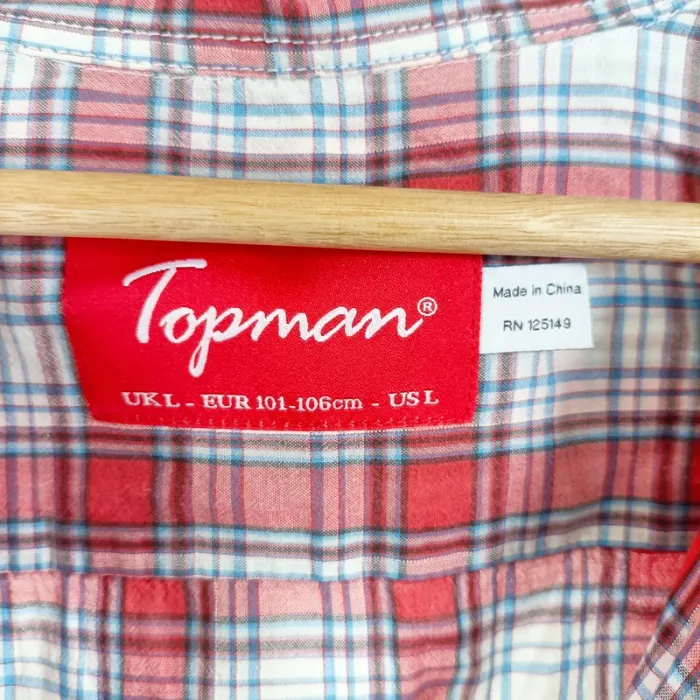 Chemise à carreaux rouges Topman style bûcheron coton élastane taille L  A1296 - photo numéro 7