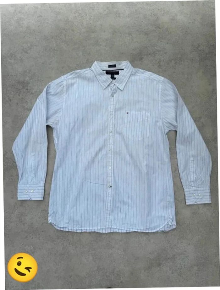 Chemise Tommy Hilfiger manche longue Taille XL blanc Homme Men CHE84 - photo numéro 4