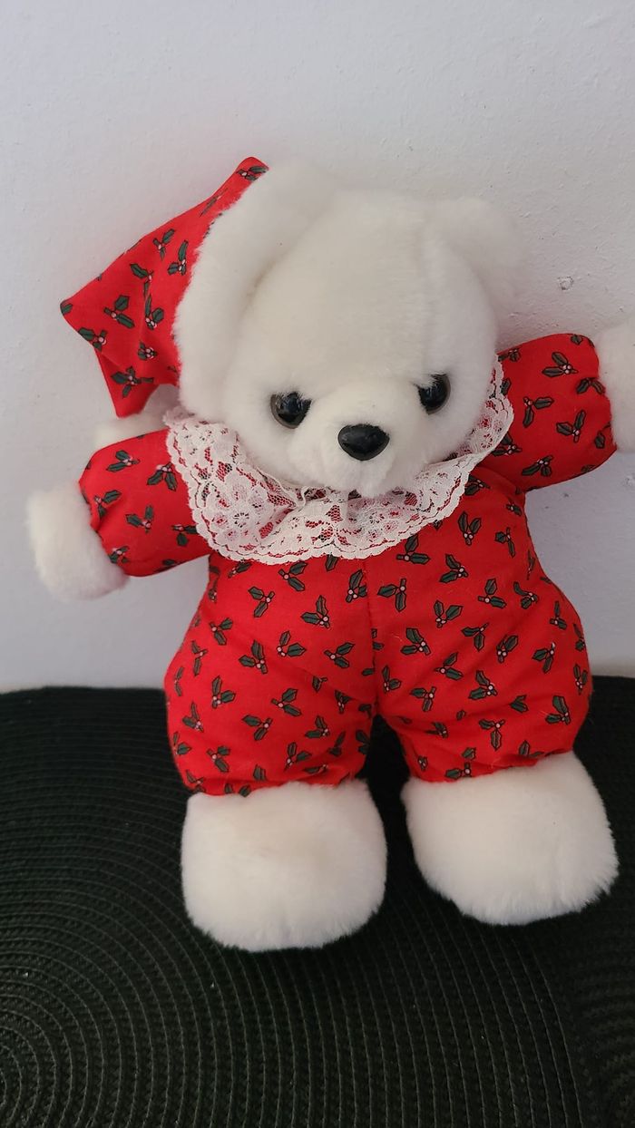 Ours des Fêtes vintage, peluche peluche ours blanc - photo numéro 3