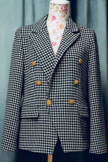 Blazer pied-de-poule neuf – chic & épais pour mi-saison 🖤