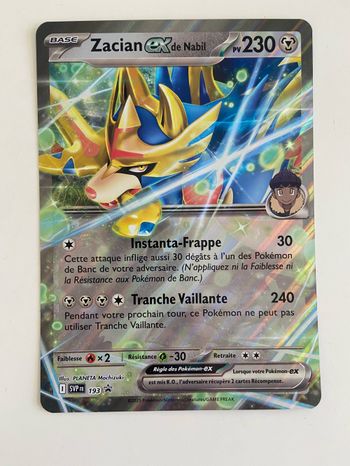 Carte Pokémon promo Jumbo Zacian EX de Nabil 193