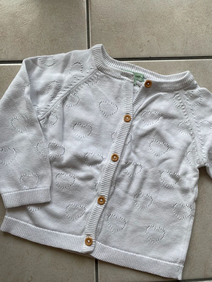 Lot de 3 gilets cardigans blanc coton 12 mois - photo numéro 7