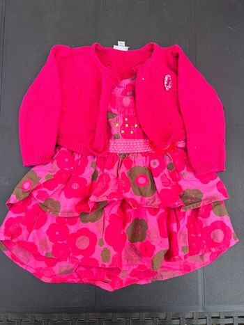 Ensemble été robe et petit gilet p’tit bisous taille 6 mois