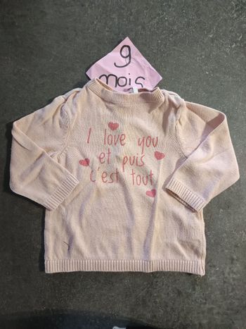 Pull fin rose "i love you" 9 mois