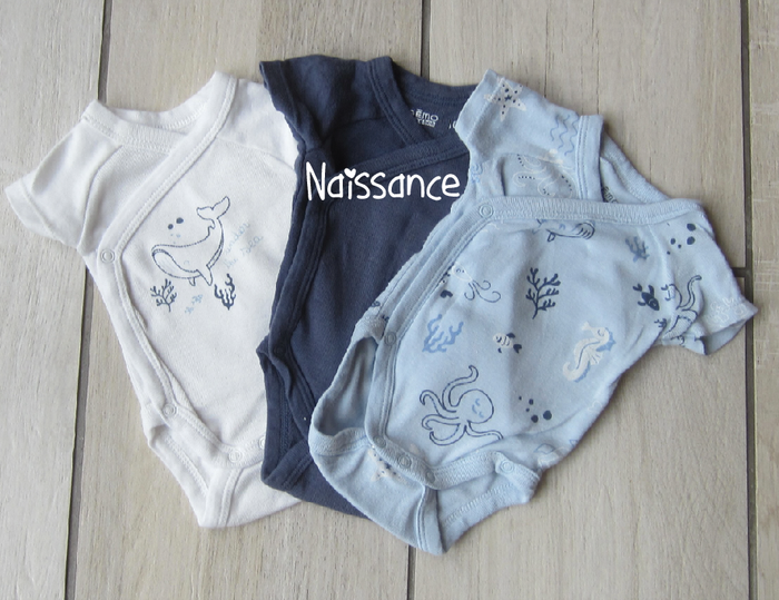 Lot de 3 bodies theme poisson