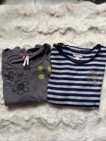 👚 lot 2 t-shirts manche longue - fille - 8 ans - orchestra - bon état