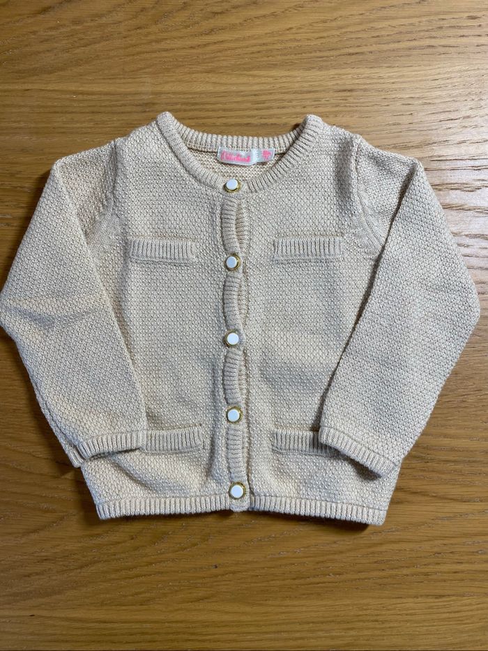 BillieBlush Gilet Cardigan beige et doré Taille 12 mois - photo numéro 2