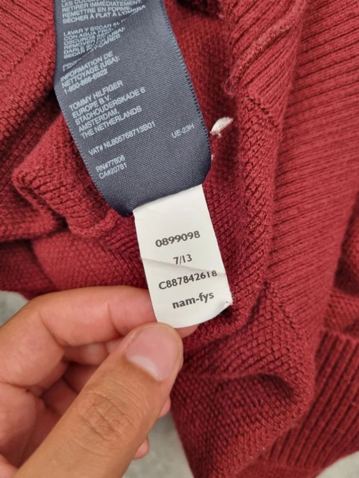 Pull col V Tommy Hilfiger cachemire rouge, XL Hommes - photo numéro 10