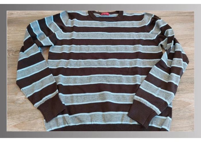Pull rayé marron bleu gris 1st américan taille XL