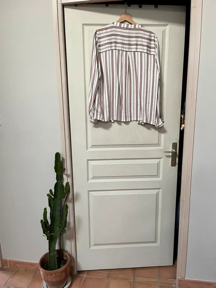 Chemisier ÉTAM à rayure rose pale et vert Taille M - photo numéro 7