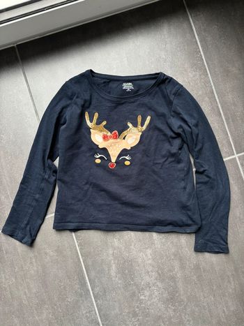 Tee shirt manches longues renne à paillette