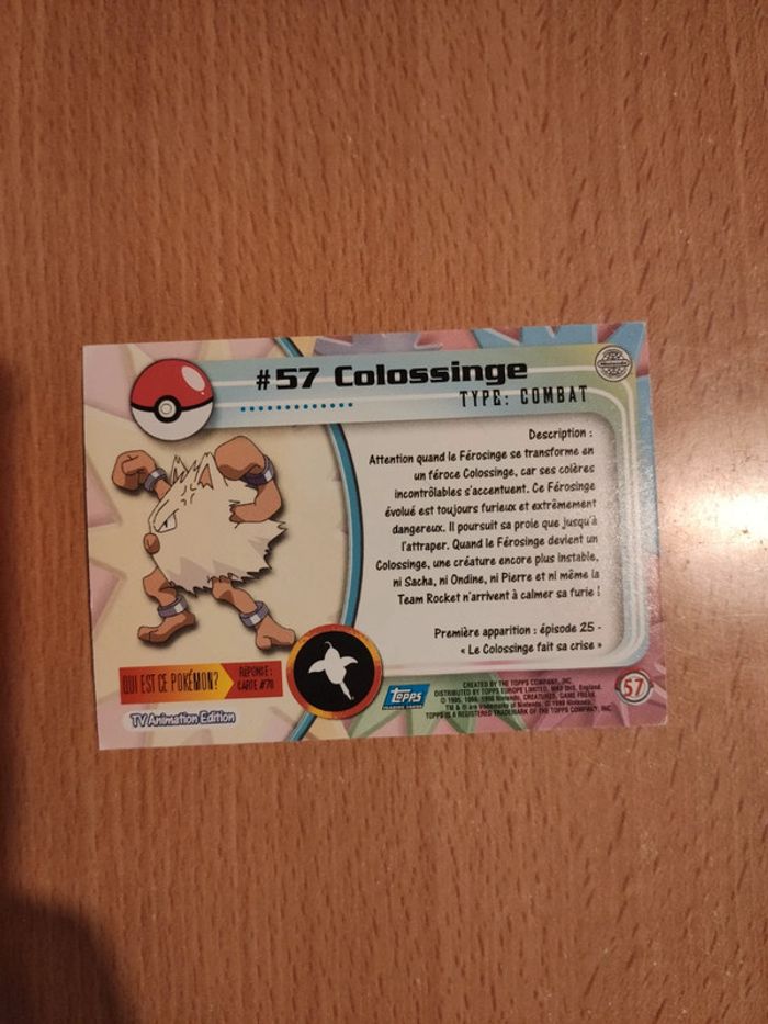 Carte Pokémon TOPPS #57 Colossinge - photo numéro 2