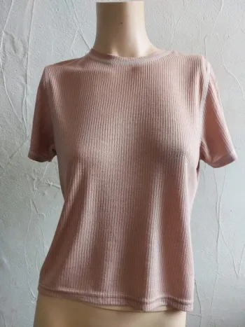 T-shirt rose côtelé Taille M
