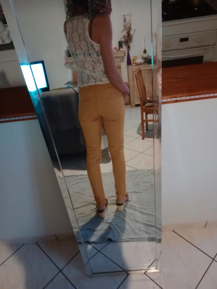 Pantalon femme slim 36 moutarde c8 - photo numéro 4