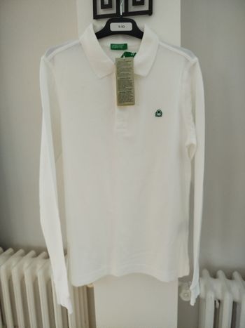 Polo manche longue garçon blanc 11-12 ans United colors of Benetton neuf