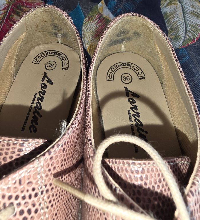 Derbies effet serpent rose/marron 36 - photo numéro 4