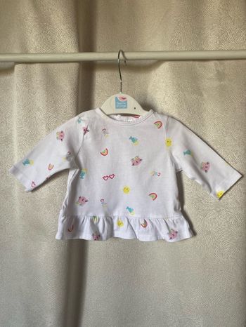 T-shirt tunique blanc imprimé 3 mois Tex