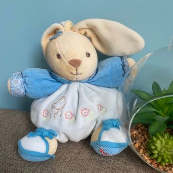 Doudou lapin boule kaloo bleu 18 cms