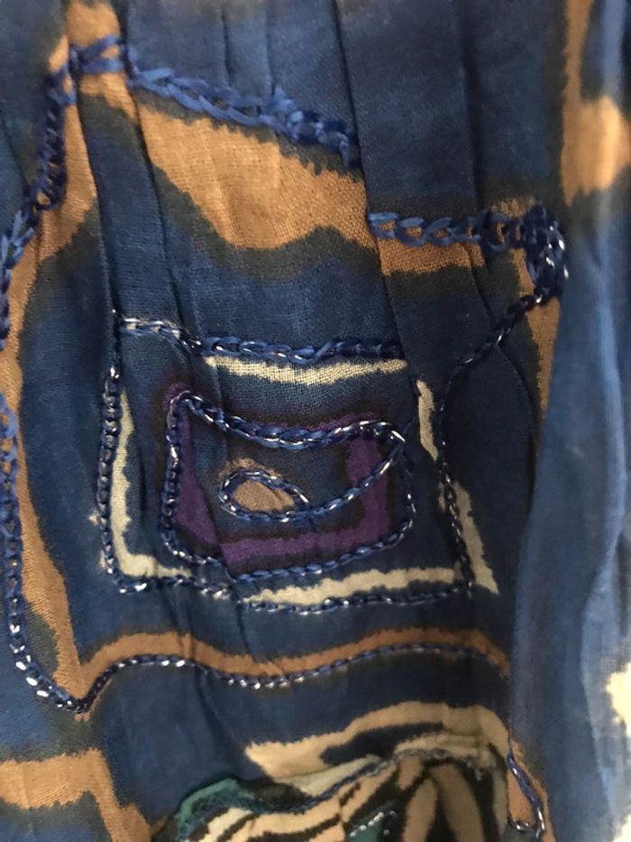 Robe bariolée bleu à bretelles - photo numéro 3