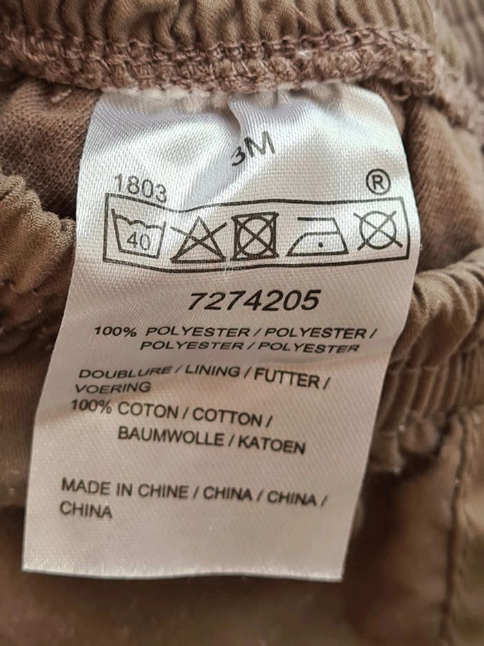 Pantalon marron élastique à la taille, bébé 3 mois - photo numéro 3