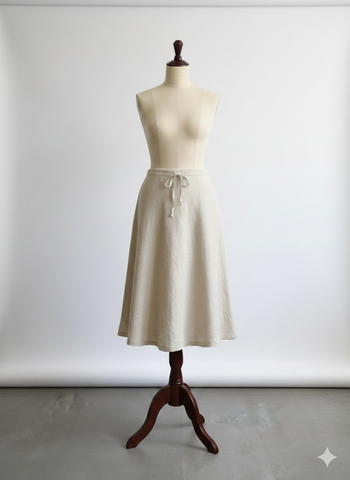 Jupe mi longue en lin beige taille 38 Somewhere Neuve