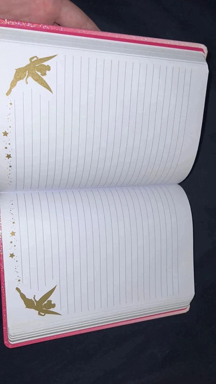 Cahier carnet clochette disney rose paillette - photo numéro 3