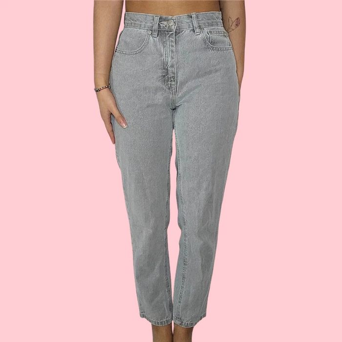 Jean mom taille haute gris clair T.XS Pull & Bear