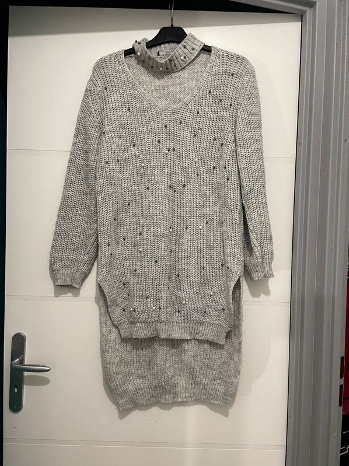 Pull long gris M/L