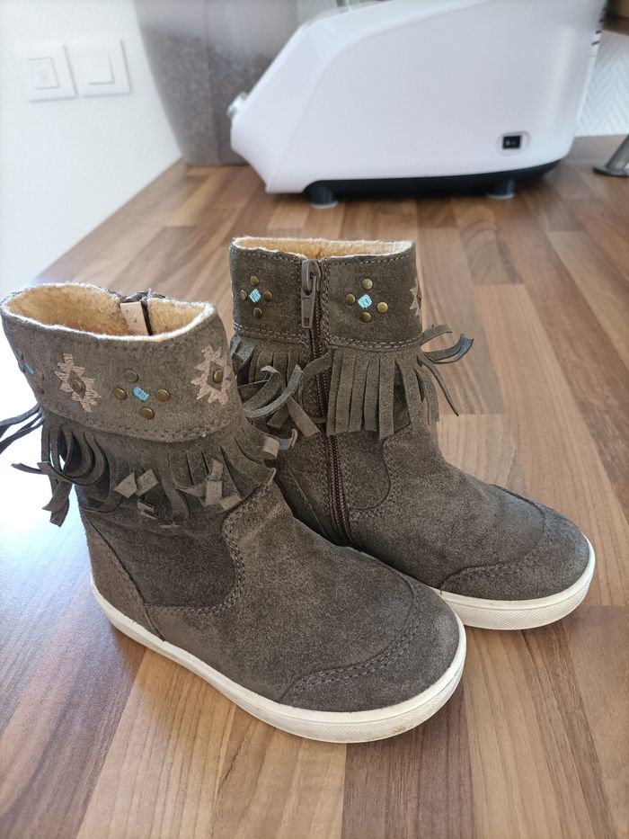 Magnifique bottines fourrées ethnique cuir marron creeks 25 - photo numéro 2