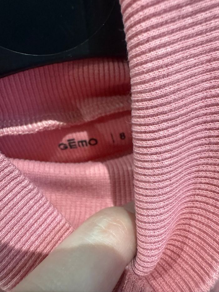 Tee shirt fille hiver col roulé 8 ans rose gémo manches longues - photo numéro 2