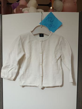Gilet blanc fine maille 12 mois 