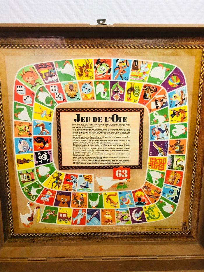 Mallette multijeux (jeu des petits chevaux, jeu de l’oie et dames) Garnier vintage - photo numéro 5