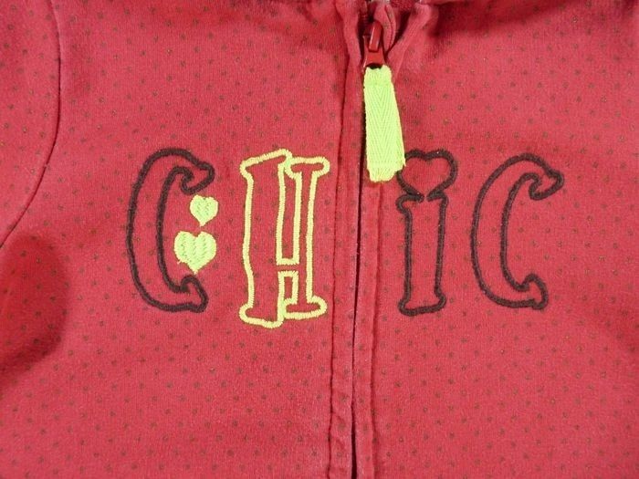Veste sweat molleton rouge jaune blanc pois chic Orchestra 6 ans 116 cm fille - photo numéro 4