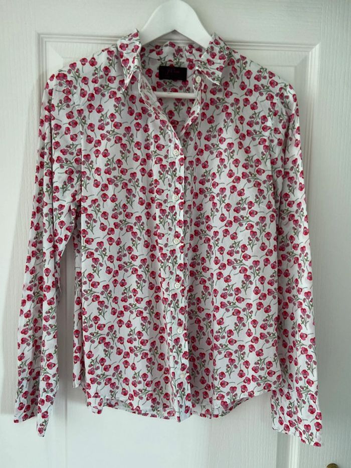 Chemisier JCrew x Liberty blanc fleurs roses taille 40
