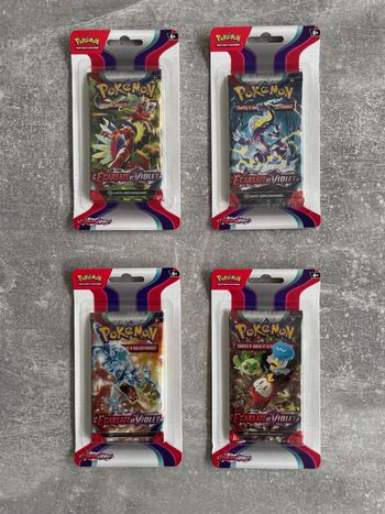 Artset, lot de 4 boosters neufs scellés de 10 cartes chacun pokemon série écarlate et violet, EV1