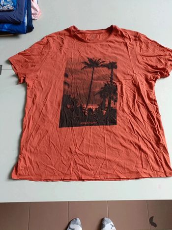 T-shirt manches courtes Kiabi regular XXL orange palmier