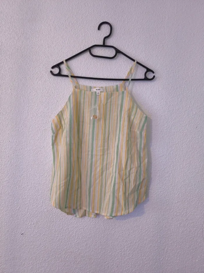 Débardeur rayé pastel MINE – Taille S – 100% coton – Neuf avec étiquette
