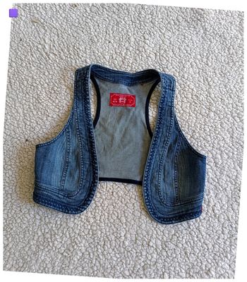 Gilet en jean court denim layering old school vintage rock bohème – edc – Taille L